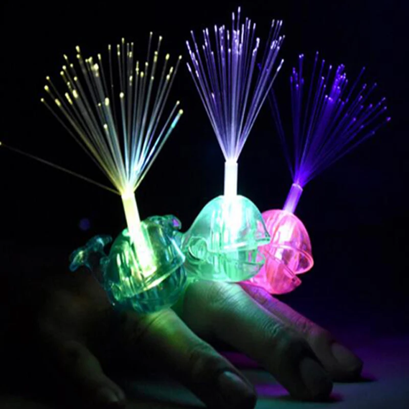 LED Whale Fiber Rings for Kid Flashing/Light Up/Glowing/Finger Rings Electronic Christmas Halloween Fun Toys For Children Gift