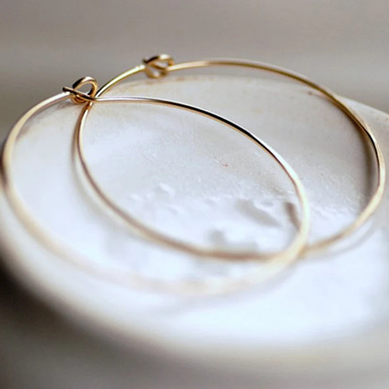 Gold Filled Hoop Earrings 925 Silver Jewelry Handmade Brincos Charm Hammered Pendientes Earrings For Women Boho Oorbellen