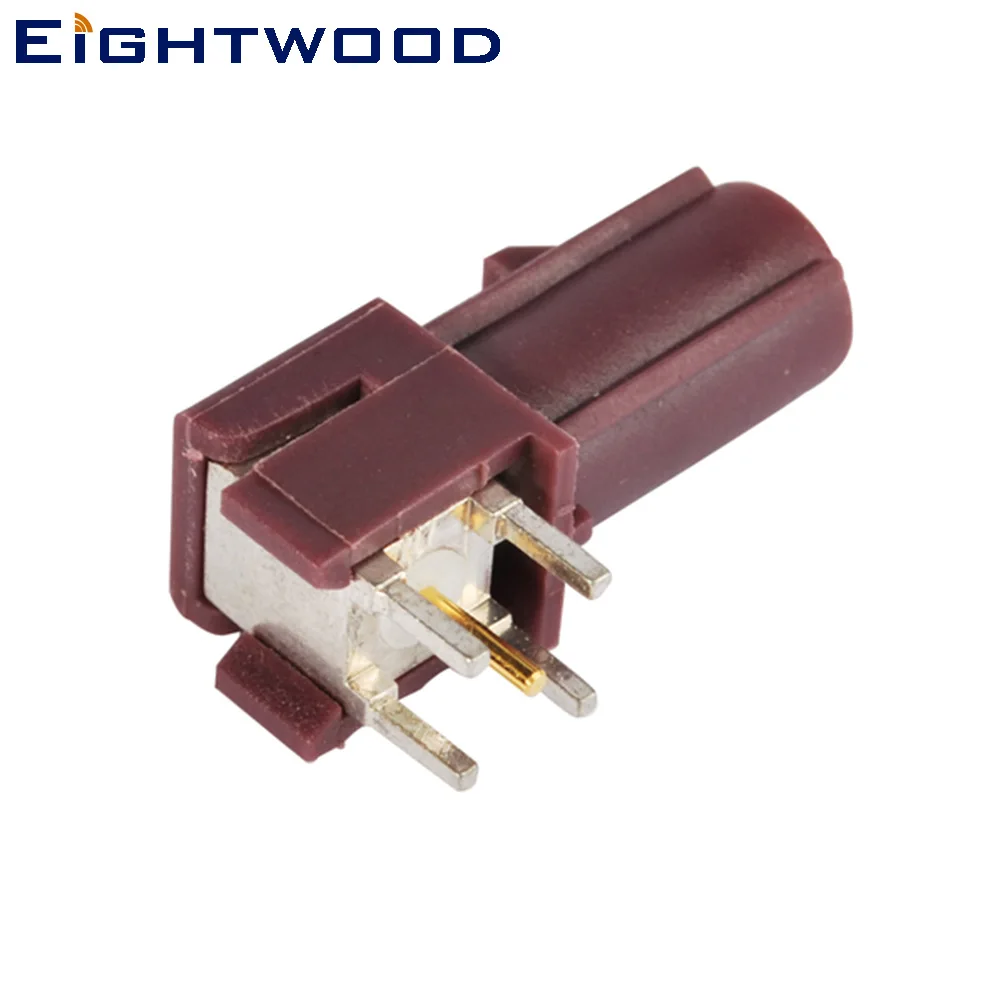 Eightwood SMB Fakra Code D Plug Male Pin Violte/4004 PCB Mount Right Angle 4  Stud Adapter for Car GSM Cellular Phone