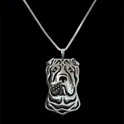 Women's Jewelry Metal Dog Pendant Necklaces Female Alloy Chinese Shar Pei Necklaces Drop Shipping