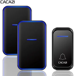 Cacazi-スマートホームベル,防水,1ボタン,1 2レシーバー,us eu uk auプラグ,ドアベル,ワイヤレスチャイム