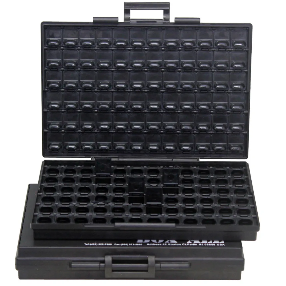 AideTek ESD Safe SMD storage IC resistor Box W/ Bins Anti-statics SMT Box Organizer Transistor Diode plastic toolbox 2BOXALLAS