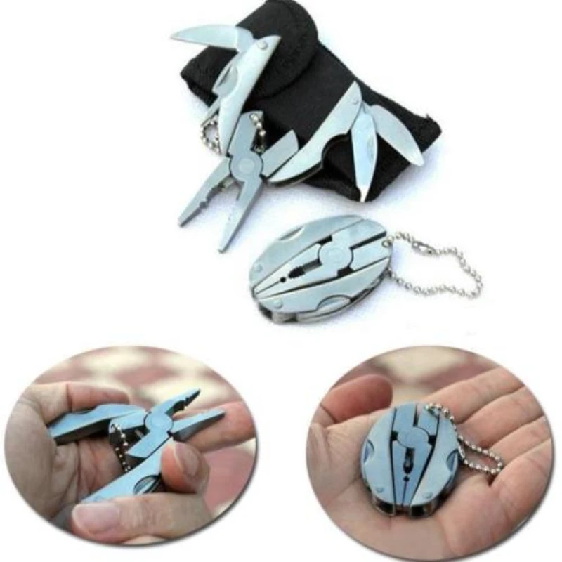 Portable Multitool mini Folding Plier Stainless Steel Folding Knife Screwdriver Clamp Keychain Outdoor Hiking Tool pocket