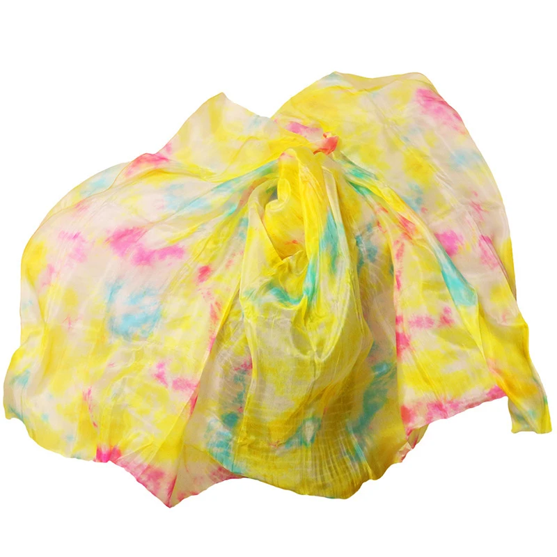 Zijde Buikdans Sluier Buikdansen Props Buikdans Praktijk Prestaties Zijden Sluier 250/270*114 Cm Multicolor Tie Dye zijden Sluier