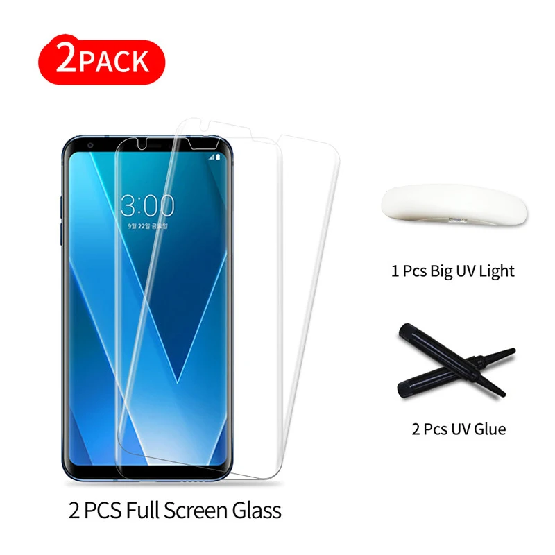Lg v30 plus用強化ガラスフィルム,3dフルスクリーンカバレッジ,液体uvライト,3dガラス保護フィルム