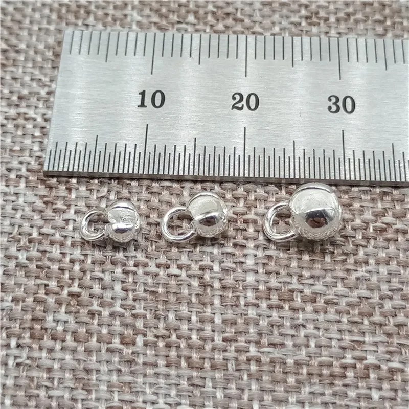 10 Pieces of 925 Sterling Silver Crimp Cover Bead with Close Jump Ring 2.5mm 3mm 4mm 5mm 6mm
