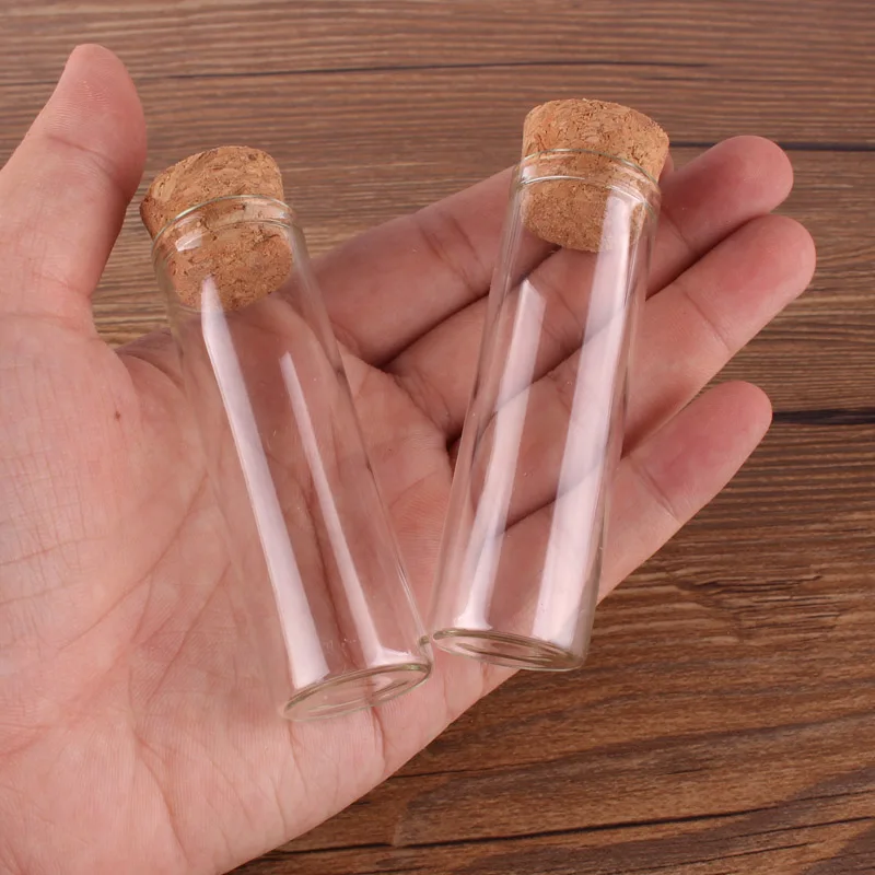 100pcs 18ml size 22*70mm Small Test Tube with Cork Stopper Bottles Spice Container Jars Vials DIY Craft