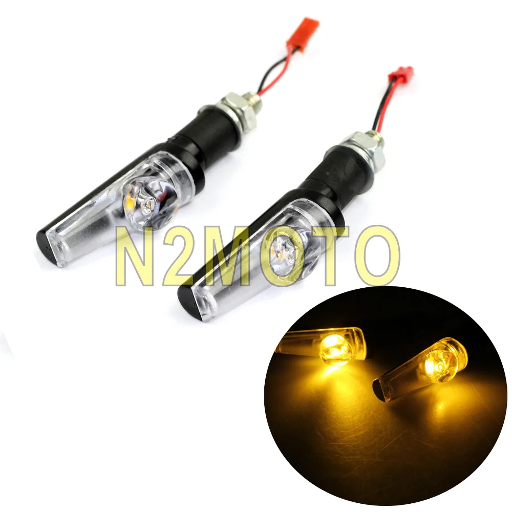 Black Motorcycle Motorbike Turn Signal Light Amber Indicator Flasher Blinker Universal