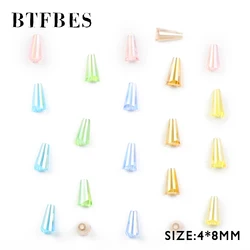 BTFBES Conical Czech Crystal Spacer Beads 4*8mm 64pcs AB Tower Shape Austrian Crystal Glass Loose Bead For Jewelry Bangle Making