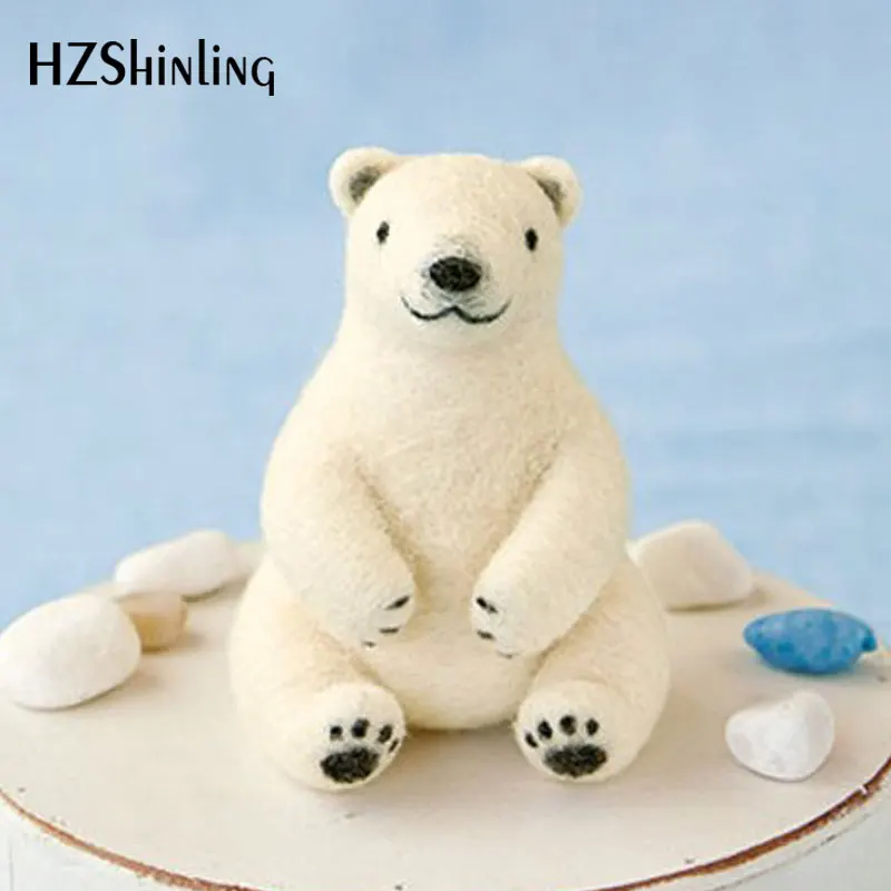 Non-Finished Felt Kit Korean Craft Handmade White Bear Toy Doll Wool Felt Poked Kitting DIY Gift Cute Animal Wool Felting