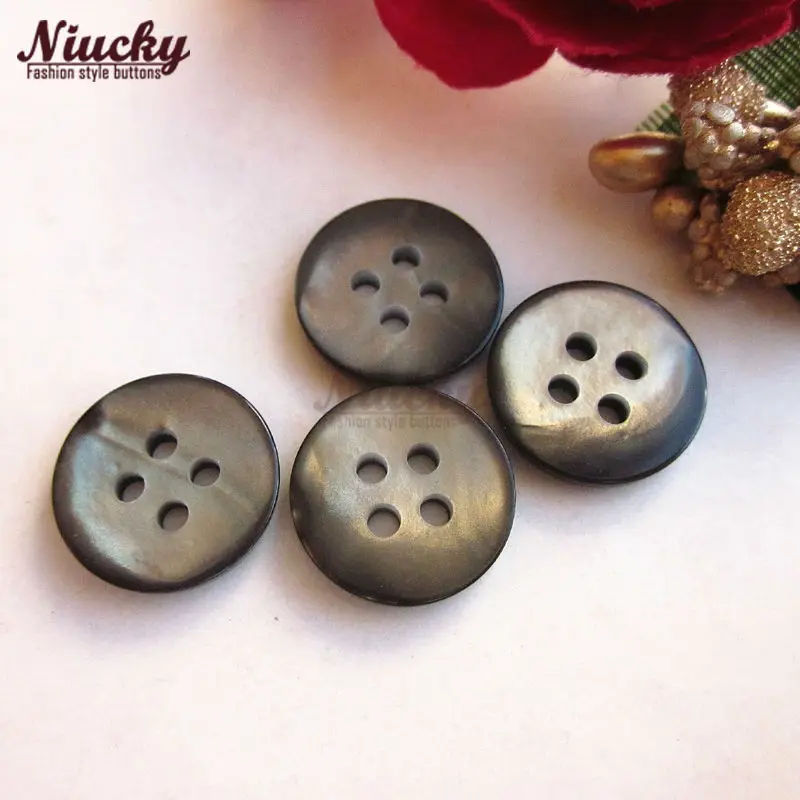 Niucky 11mm/12.5mm 4 holes Flat Manhattan fashion button for garments High grade resin imitation shell button supplies R0201-035