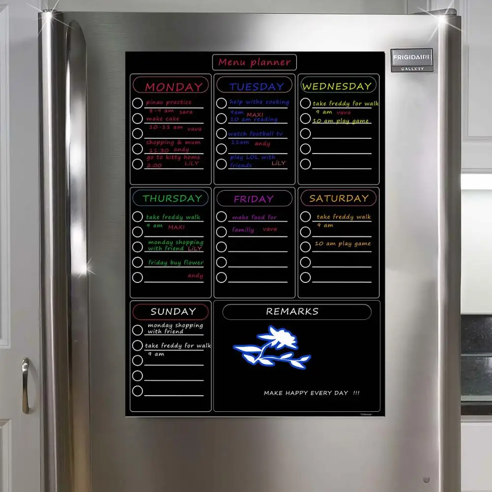 磁気毎週プランナーホワイトボード冷蔵庫オフィスウェットワイプ冷蔵庫ホワイトボードカレンダー家族の食事プランナーメモボード