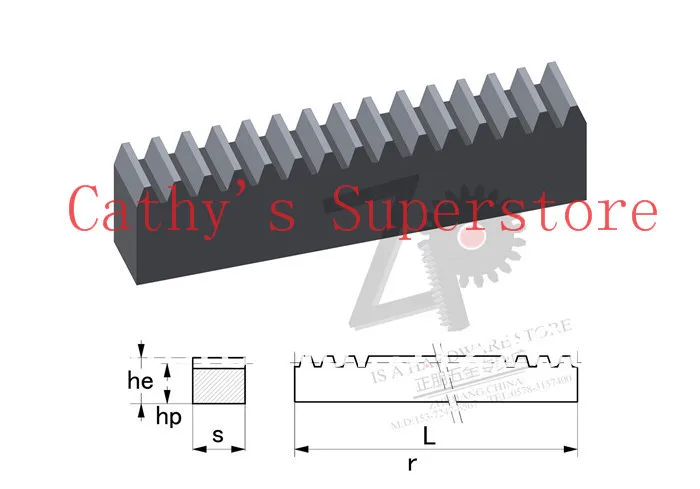 CNC Rack Gear Mod 5,45# Steel Spur Gear 50x50 Length in 1000mm gear rack