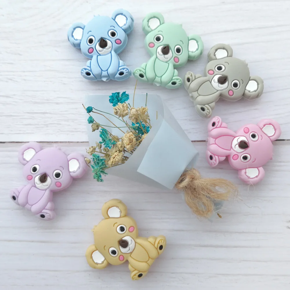 LOFCA 50pcs Silicone Beads Mini Koala Cute Fashion Jewelry Beads  Keychain Necklace Accessories for making jewelry