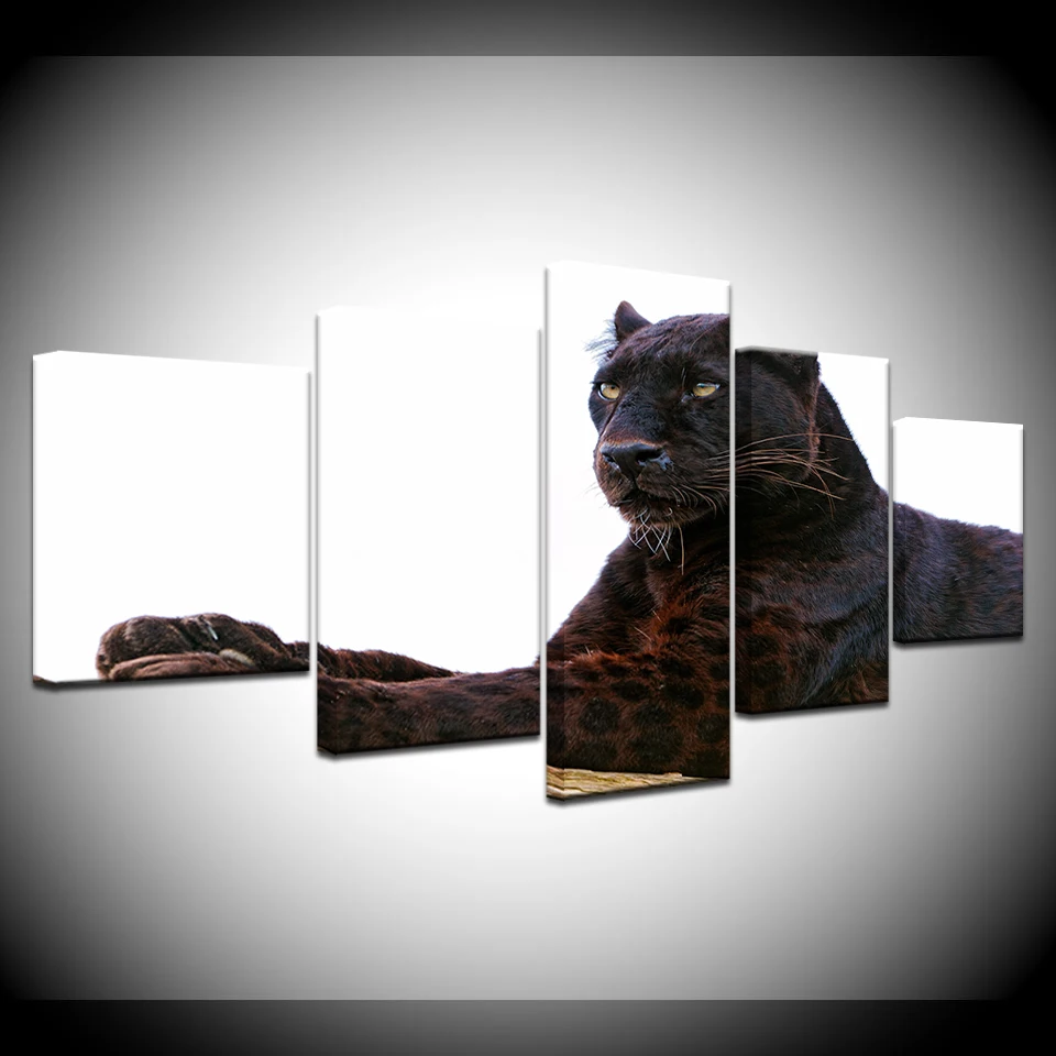 The leopard animal art painting 5 Panel/piece HD Print modern art painting wall posters Canvas For home living room decoration