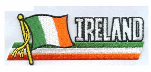 Ireland Flag Embroidery Patch Personalized Cloth Labels Custom Cloth Tags Twill with Heat Cut Edge and Iron On Backing MOQ50pcs