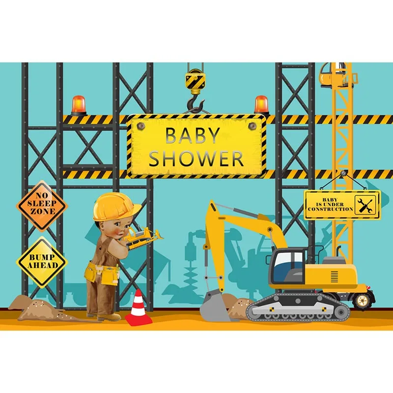 البناء خلفية استحمام الطفل الوليد المهندس المعماري حفلة عيد ميلاد الديكور صورة خلفية رافعة حفارة 174