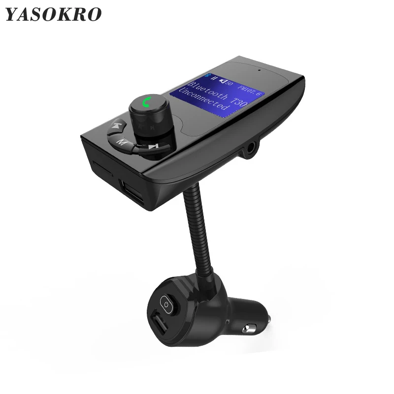 YASOKRO FM Transmitter  Modulator HandsFree Car Kit with 3.1A Dual USB Car Charger Car MP3 Audio Player for IPhone X/8