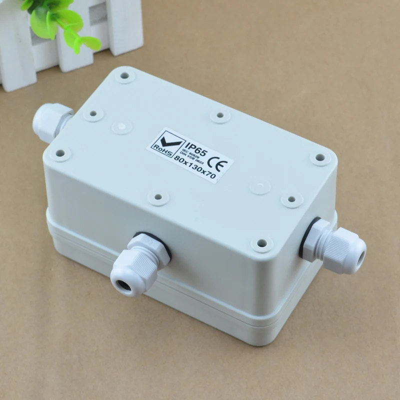 IP65 Waterproof Cable Junction Box  80*130*70mm 3 ways with UK2.5B Din Rail Terminal Blocks