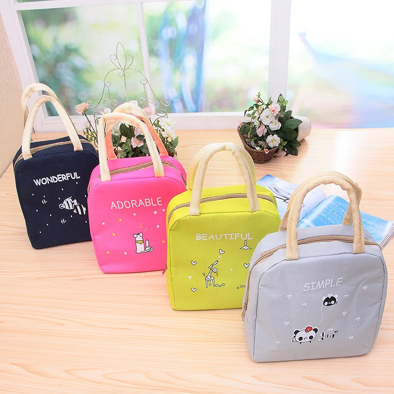 

Lunch Bag kitchen organizer Oxford Cloth Cartoon Print Handy Thickness Insulated Picnic School s Storage E5M1