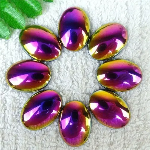 

(10pieces/lot) Wholesale Natural colorful Hematite Oval CAB CABOCHON No Hole 25x18x7mm for Jewelry Making