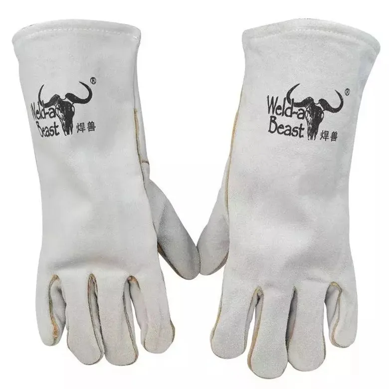 

Cow Leather Gloves Men's Long Welding Working Gloves Welder Protective Labor Insulation Heat Resistance Safety Gloves