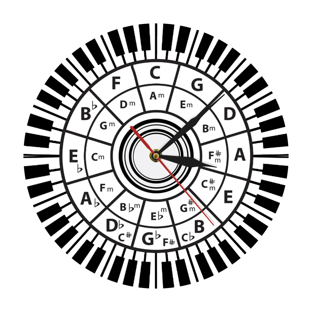 

Piano Keys Wall Clock Musician Circle Of Fifths Music Harmony Theory Music Study Composer Classroom Wall Decor Modern Wall Watch