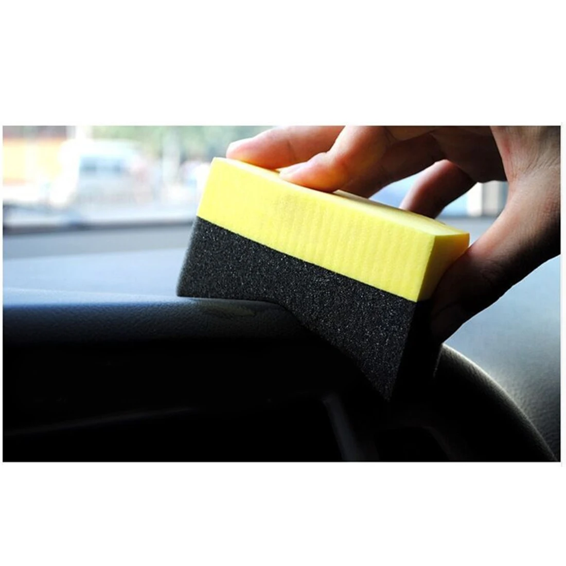 2pcs Tyre Brush Car Cleaning Sponge Vacuum Compressed Sponge Auto Tire Wax Polishing Compound Sponge ARC Edge Sponge New Arrival