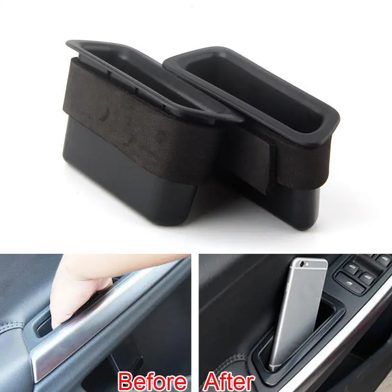 

BBQ@FUKA 2Pcs Car Container Accessories Fit For 2008-2013 XC60 Interior Front Side Door Armrest Storage Box Case Holder