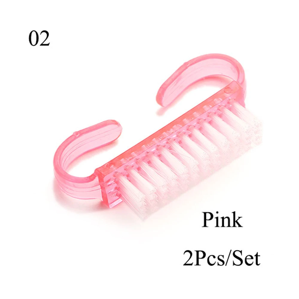 2Pcs Nail Cleaning Nail Brushes Plastic Pink Purple Clean Tools File Remove Dust Manicure Pedicure Brush