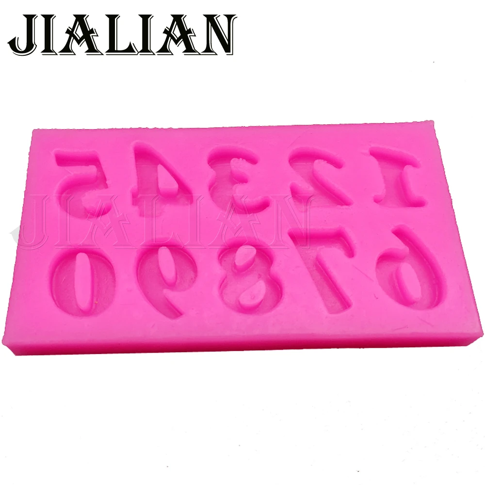 3D Number 0-9 digital del molde de silicon chocolate Party cake decorating tools DIY baking fondant silicone mold T0179