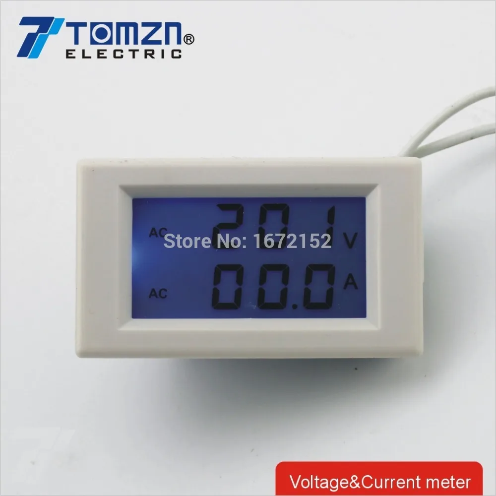 Dual LCD display Voltage and current meter blue backlight panel voltmeter ammeter range AC 80-300V 0-50.0A D85