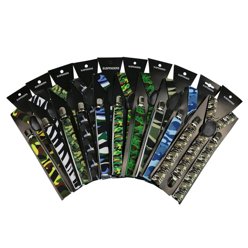 New Fashion 2.5 cm Wide Vintage Military  Unisex Clip-on Camouflage Suspenders Elastic Braces  Outdoor  Suspenders