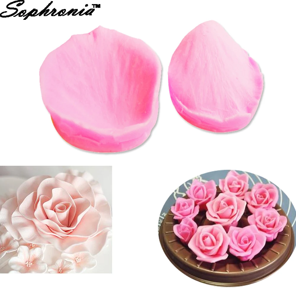 Sophronia 3D Rose Flower Petals Veiner Fondant Cake Decoration Sugar Silicone Molds Cookie Chocolate Fondant DIY CraftMouldsm175