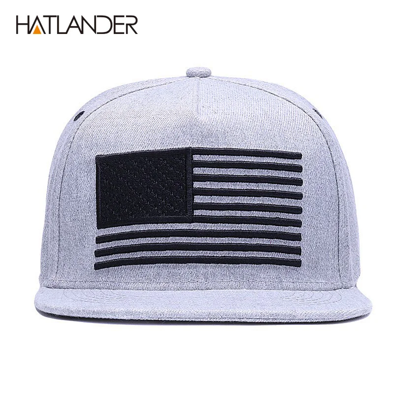 [HATLANDER] Raised flag embroidery cool flat bill baseball cap mens gorras snapbacks 3D flag hat ourdoor hip hop snapback caps