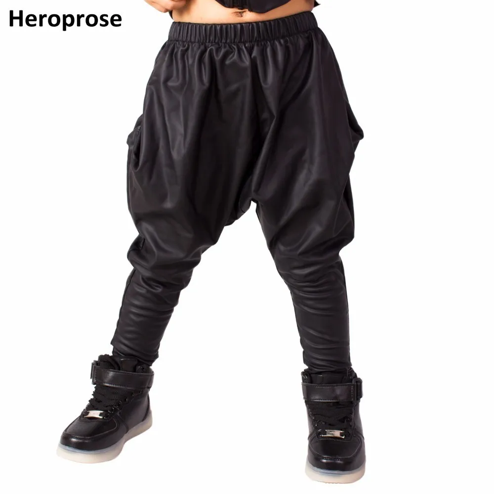 

Heroprose 2021 New Fashion Personality Black Big Crotch Trousers Stage Performance Costumes Harem Hip Hop Skinny Pants For Kids