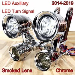 Chrome Fairing Mounted LED Driving Lights&LED Smoked Turn Signals Fit For Harley 2014-2022 Electra Street Glide Models