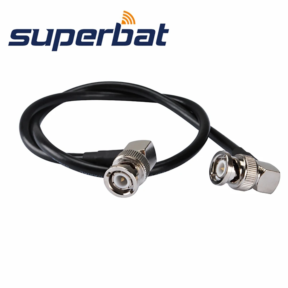 Superbat-BNC Masculino Ângulo Direito de Plugue, cabo Phoneigtail, RF Coaxial Jumper, conector, RG58, 15cm