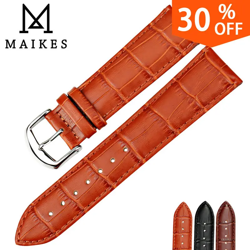 MAIKES HQ watchbands genuine leather strap watch accessories 16mm 18mm 20mm 22mm 24mm men & women brown Watch Band For Casio