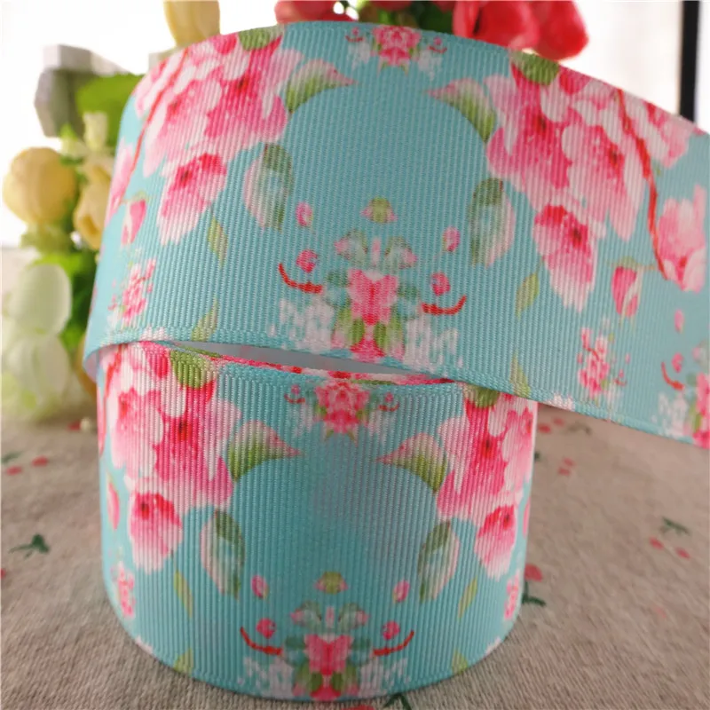 1" 25mm, 1-1/2" 38mm 10 Yards Blumen bedruckte Ripsbänder DIY Haarschleifen handgemachte Materialien MD18010120 – Detail 1