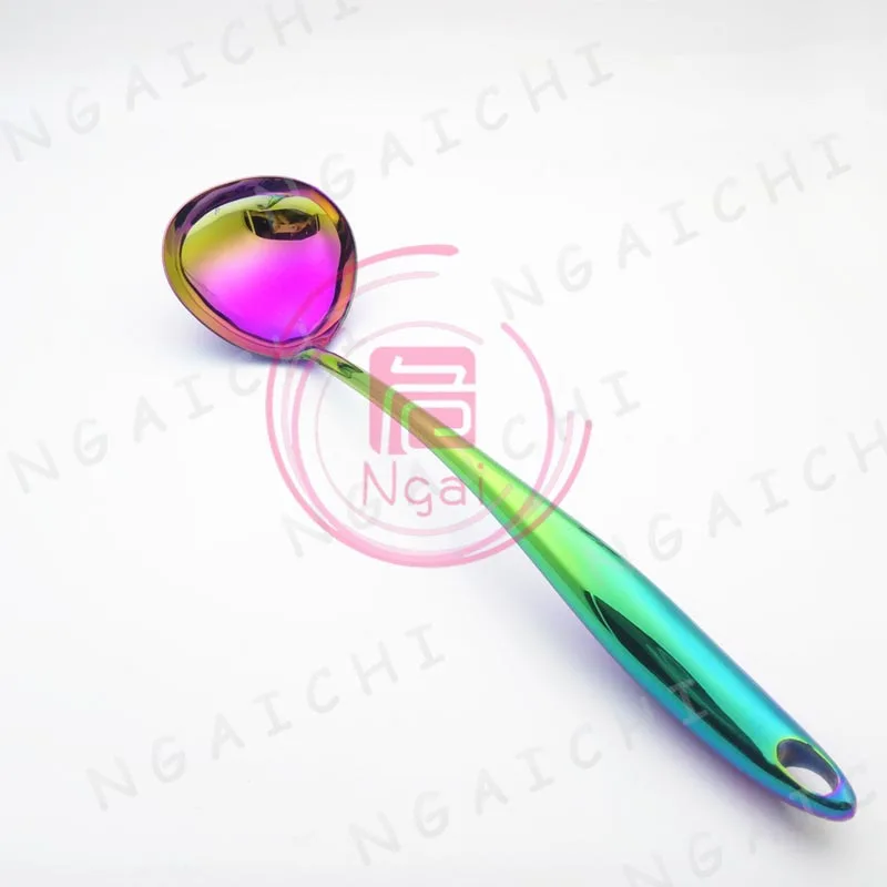 Oversize Stainless Steel Cooking Tools Food Shovel Electroplate Rainbow Color Spatula Dinnerware Set Colander Kitchenware 1pcs