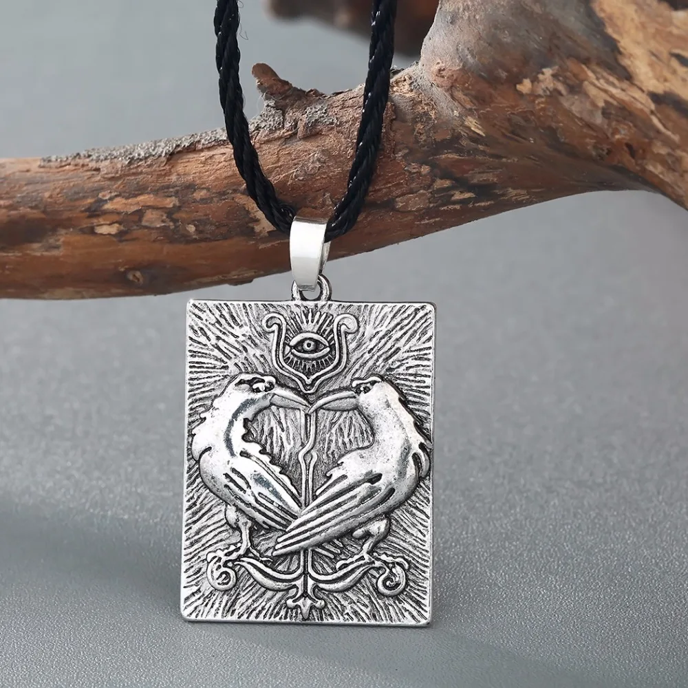 

Kinitial Valknut Norse Vikings Odin's Symbol Huginn Munin Animal Ravens Necklaces Evil Eye Pendant Necklace Slavic Runes Jewelry