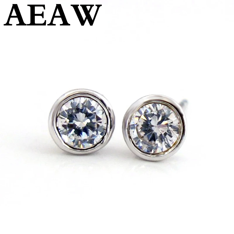 Solid 14K White Gold 0.5ct 1ct  EF Push Back Stud Earrings Test Positive Moissanite Diamond For Women