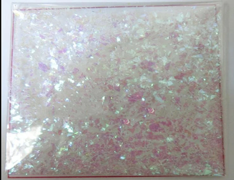 

50g in 1 Fluorescent Glass Paper Clear Pink/Green Nail Snow Flakes Irregular Cut Paillette Nail Art Sequin ,Broken Glass flakes