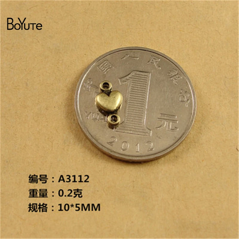 BoYuTe (500 Pieces/Lot) 10*5MM Vintage Heart Connectors Jewelry Antique Bronze Plated Zinc Alloy Heart Charms for Jewelry Making