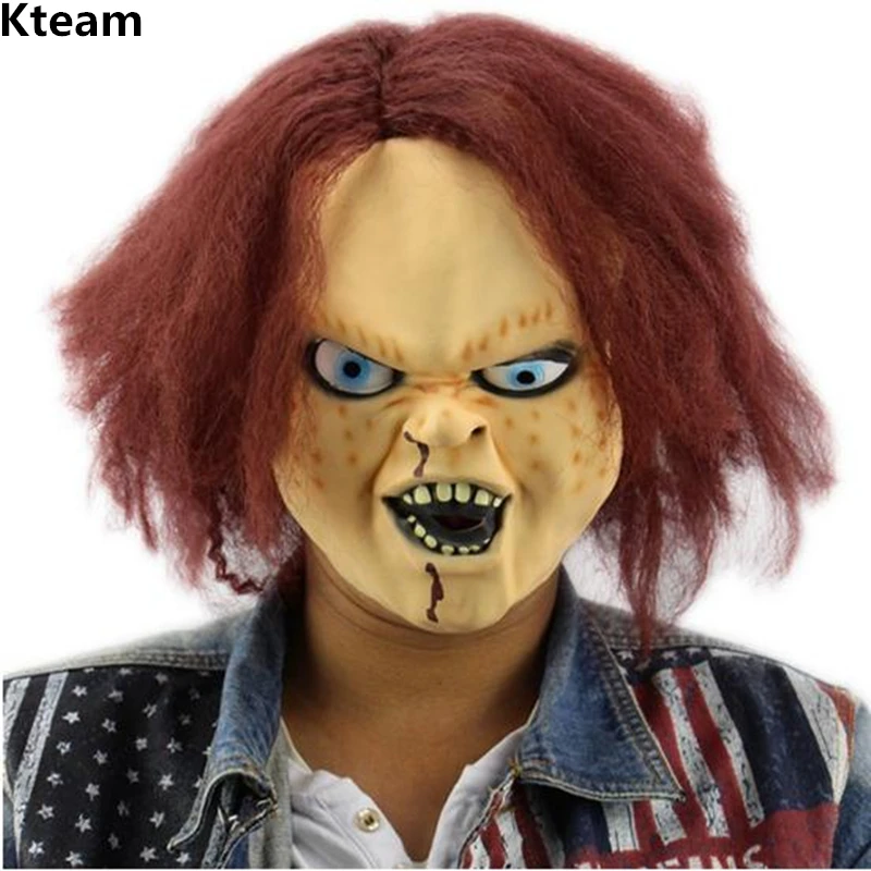 Hot New Halloween Cosplay Terrorist Latex Scary Ghost Mask Toy Game Trick Mask Carnival Party Show Chucky doll Latex Clown Mask