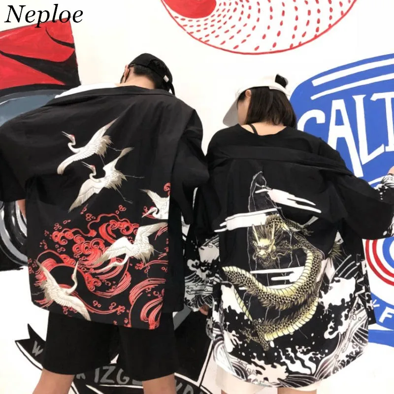 Neploe Japanese Women Man Kimono Cardigan 2023 Harajuku Causal Blouse Digital Printing Loose Tops Blusas Mujer De Moda 37490