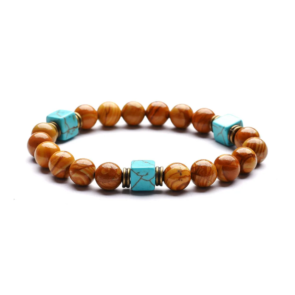 

2019 NEW HOT Male and Female Square Natural Stone Bracelet