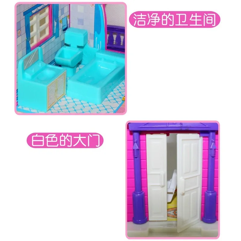 Happy family house DIY Miniature Villa House Dollhouses Toys Happy Family Theme Princess Room Toy Suit Furniture Kits Girl