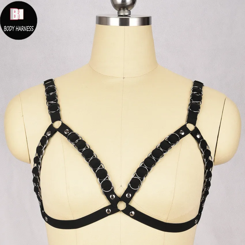 

Black pastel goth harness bra cage Sexy bondage lingerie top body harness